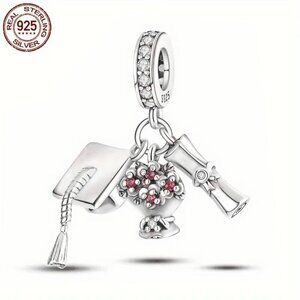 Sterling Silver Graduation Charm Diploma and Cap Dangle